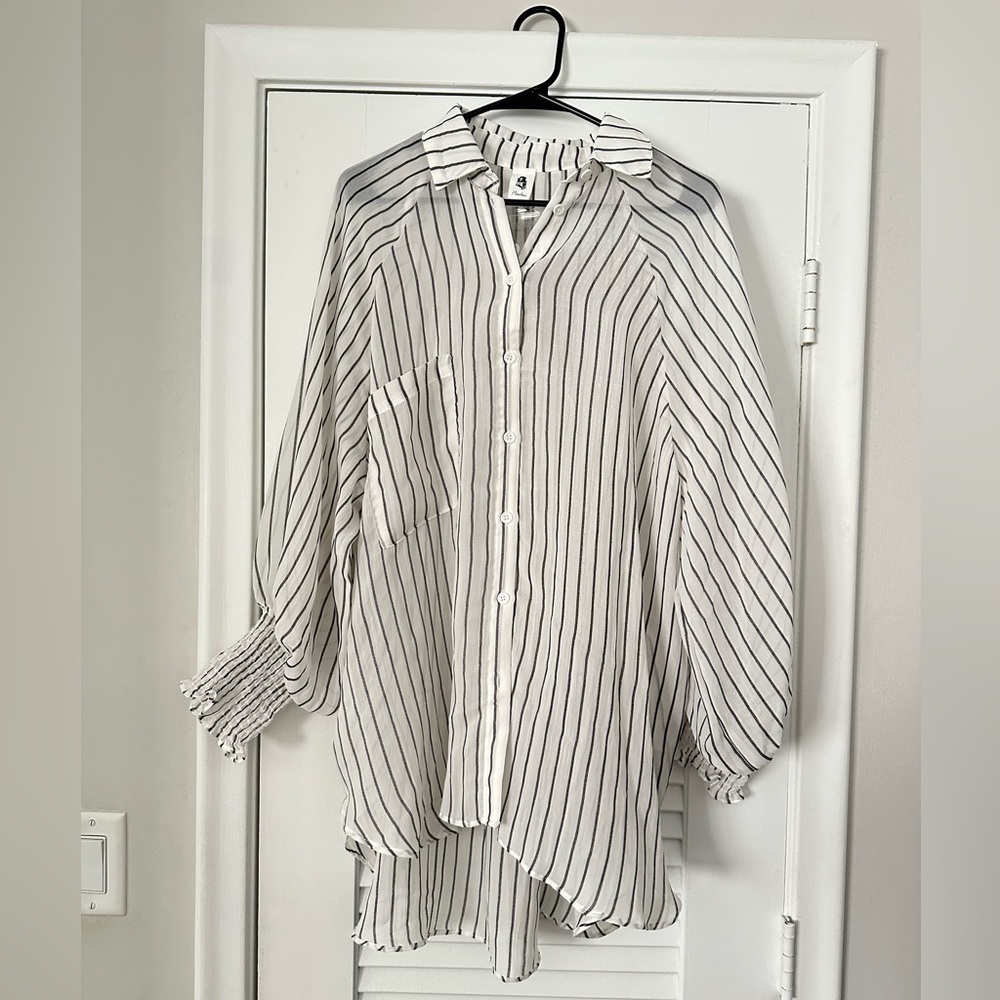 NWT Flawless (Vici) Coachella Valley Pocketed Striped Button Down Top Size Large